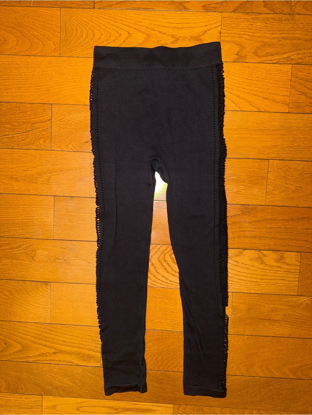 Zara Black Knit Leggings with Side Trim
